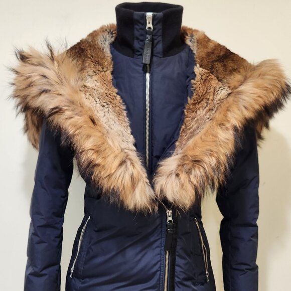 💥HOT ITEM!💥MACKAGE TRISH Down Coat w/ Asiatic Racoon & Rabbit Fur in Ink - Picture 5 of 16
